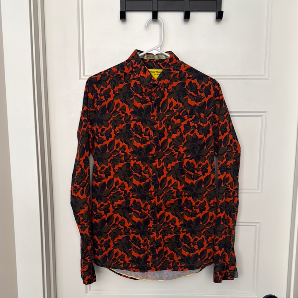 Vibrant Orange and Black Floral Shirt